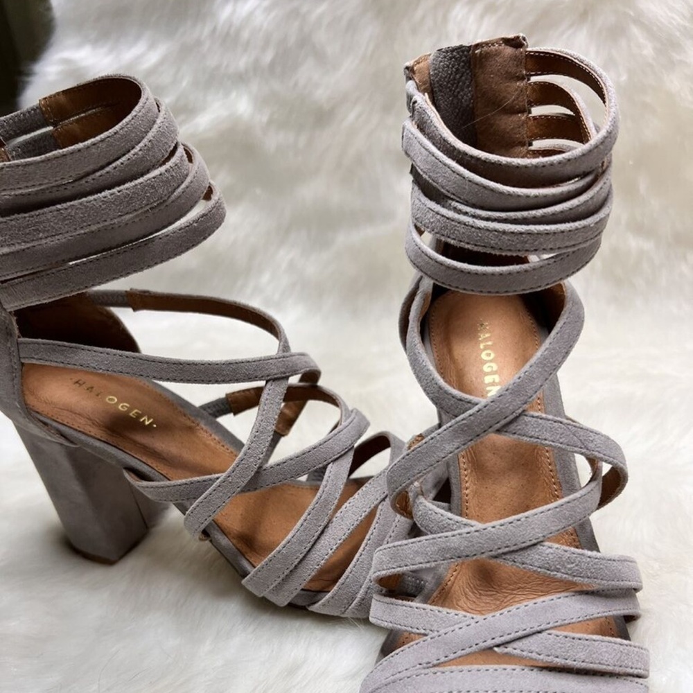 Halogen Women's Gray Strappy Heeled Sandals